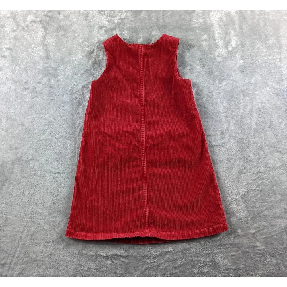 VTG Ralph Lauren Dress Girl 6 Red Corduroy Scottie Dog Shift Embroidery READ